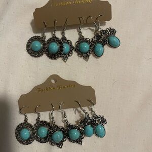 6 Pairs of Earrings with Turquoise Stone